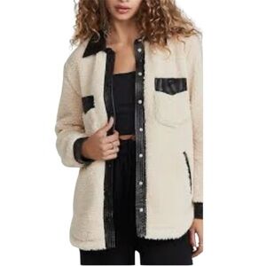 Blank NYC Cream and Black Teddy Sherpa Jacket